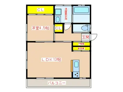 コーポサカエ11(1LDK/2階)の間取り写真