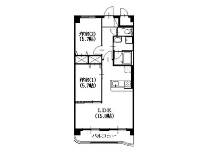セントフィールド(2LDK/1階)の間取り写真