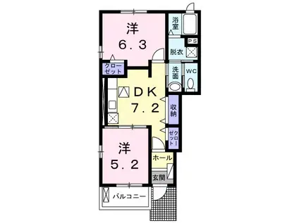 シャンテブリーズ(2DK/1階)の間取り写真