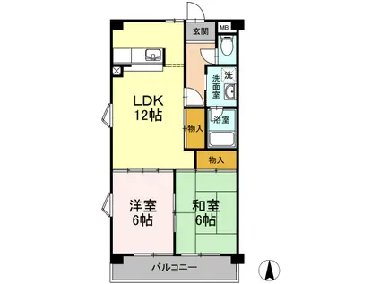 コーラル半田(2LDK/3階)の間取り写真
