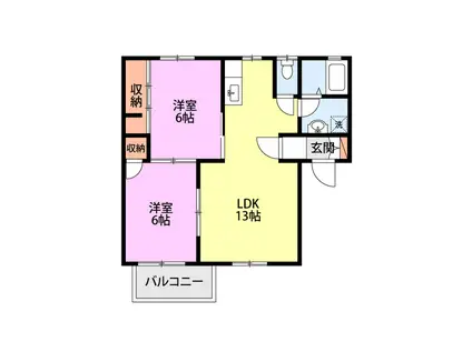 グレースアベニュー(2LDK/1階)の間取り写真