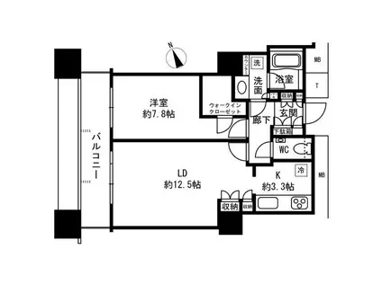 THE KITAHAMA(1LDK/16階)の間取り写真
