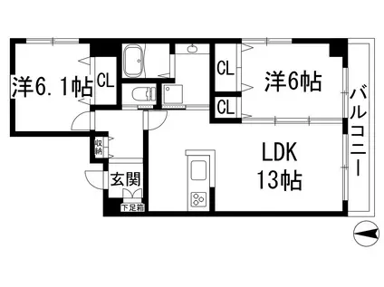 グローリーパレス中山(2LDK/1階)の間取り写真