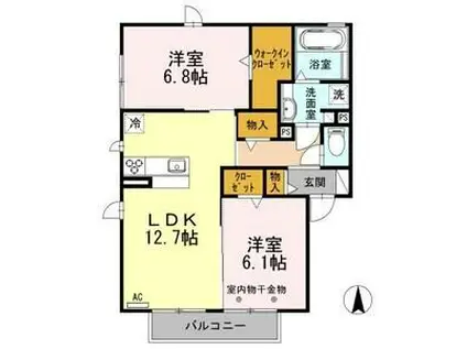 花水木三番館(2LDK/2階)の間取り写真