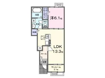 ベル アントラー(1LDK/1階)の間取り写真