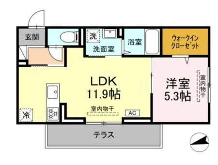 アンソレイユ宮ノ上(1LDK/1階)の間取り写真