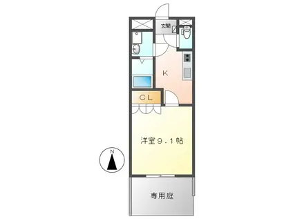 エスポアール郷(1K/1階)の間取り写真