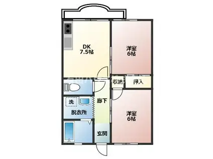 MGM NAKANOSHIMA A棟(2DK/3階)の間取り写真