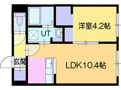 ヴィアルCITY恵庭(1LDK/4階)の間取り写真