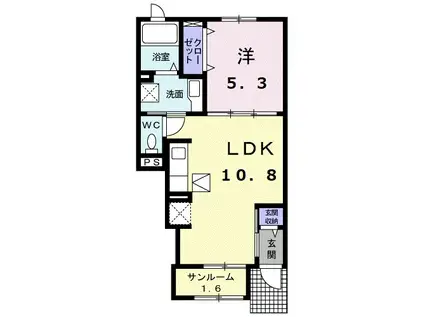 スマイル(1LDK/1階)の間取り写真