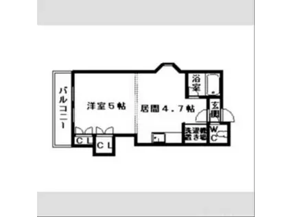 ドリーミーハイム(1DK/4階)の間取り写真