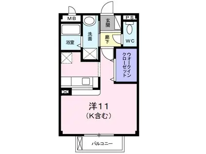 ラフォーレ大光(ワンルーム/1階)の間取り写真