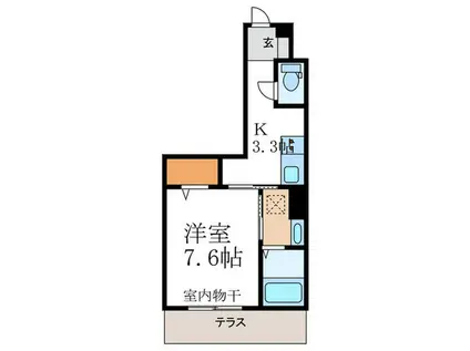 CRESCERE洛北(1K/1階)の間取り写真
