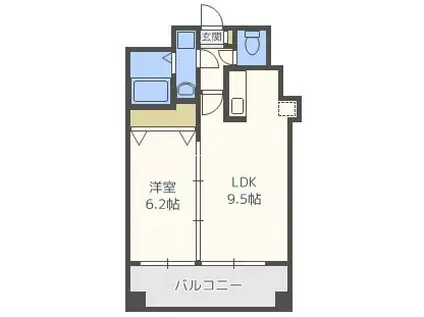 アーデンタワー立売堀(1LDK/9階)の間取り写真