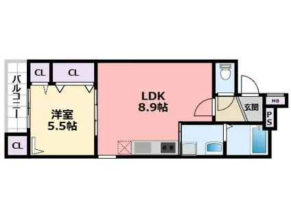 フジパレス西宮春風公園V番館(1LDK/1階)の間取り写真