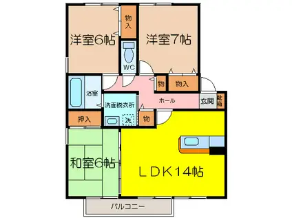 リヴェールタウン赤松(3LDK/2階)の間取り写真