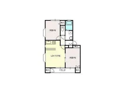 メゾンプランタンII(2LDK/2階)の間取り写真