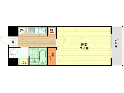 REI難波西(1K/3階)の間取り写真