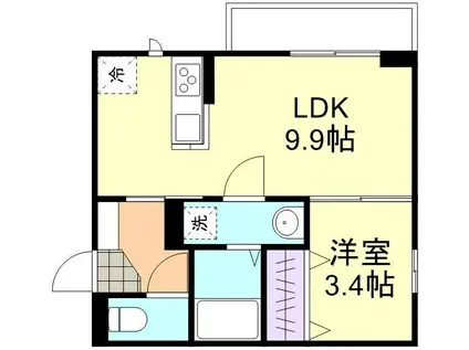 フォルティス四十瀬(1LDK/2階)の間取り写真