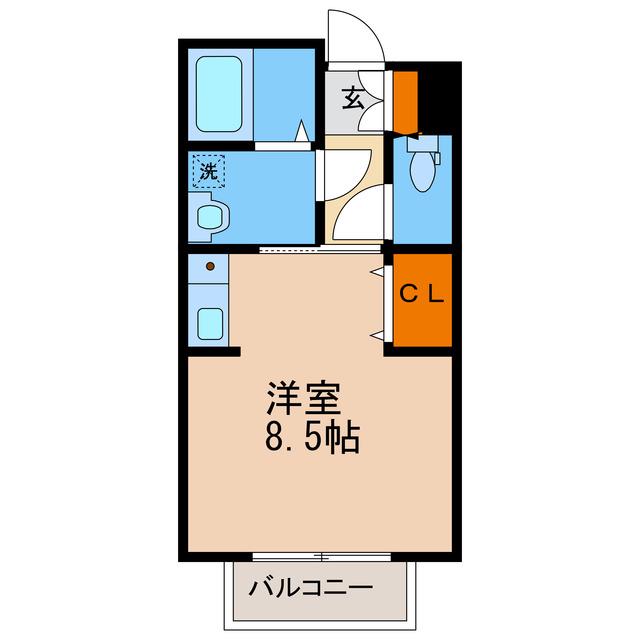 クレストV峰A(ワンルーム/2階)の間取り写真