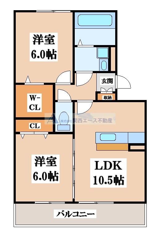 グレース中谷B(2LDK/1階)の間取り写真