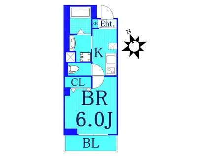 エーアール横浜(1K/4階)の間取り写真