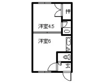 アスクホームII(1DK/2階)の間取り写真