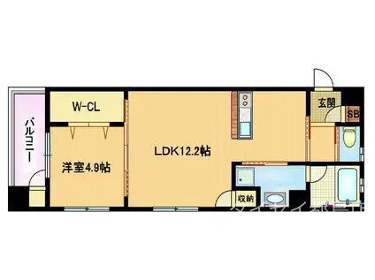 ルヴィエール都島(1LDK/7階)の間取り写真