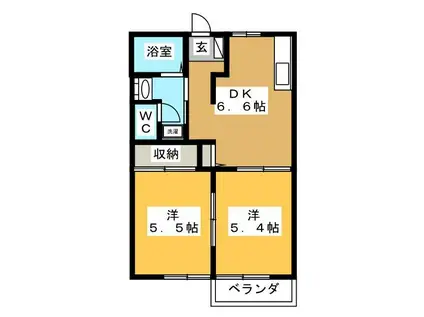 サリーナス A(2DK/2階)の間取り写真