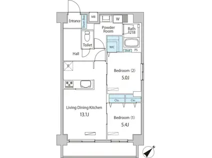 築地MKハウス 築地MKハウス(2LDK/5階)の間取り写真