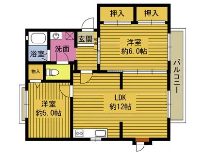 ボルドウV(2LDK/2階)の間取り写真