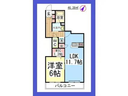 AF グランフォレスト(1LDK/1階)の間取り写真