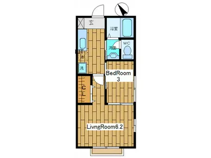 グランデみどりの(2K/1階)の間取り写真