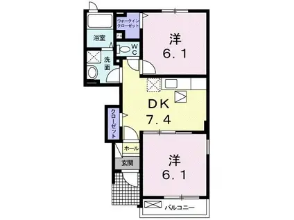 グレイスフル(2DK/1階)の間取り写真