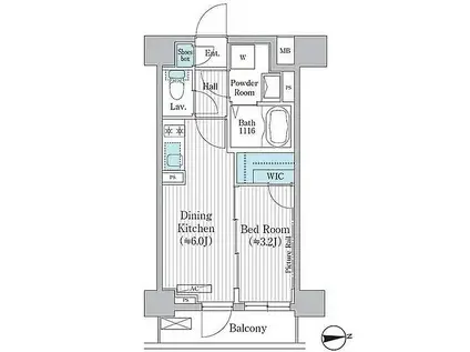 イプセ目黒祐天寺(1DK/2階)の間取り写真