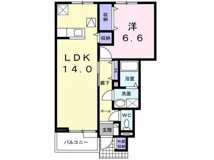 ミユリール.穂高.B(1LDK/1階)の間取り写真