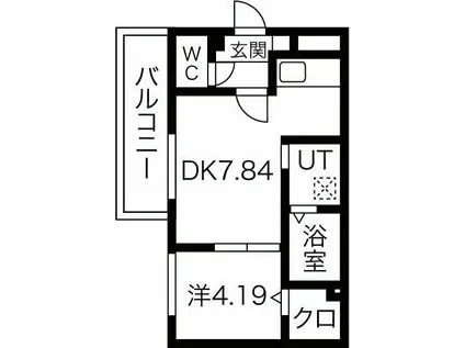 プレジール医大前(1LDK/4階)の間取り写真