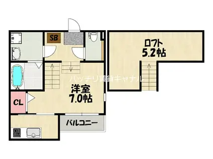 クレスト千早(1K/2階)の間取り写真