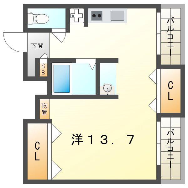 京阪プリンスマンション(ワンルーム/3階)の間取り写真