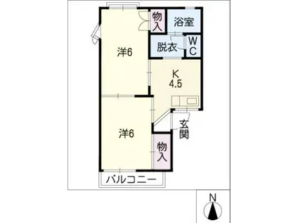 アトウレ川西(2K/2階)の間取り写真