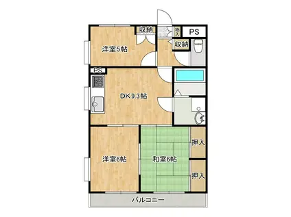 オリオンスクエア(3DK/1階)の間取り写真