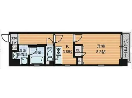 カイセイ大手前(1K/5階)の間取り写真