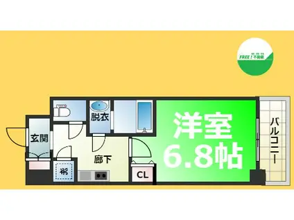 ファーストフィオーレ難波南パークサイド(1K/10階)の間取り写真