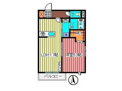 プランドール岸町(1LDK/3階)の間取り写真