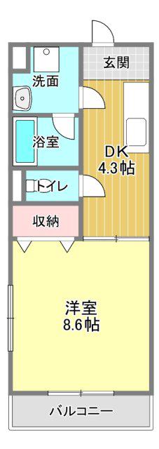 リヴェール(1DK/1階)の間取り写真