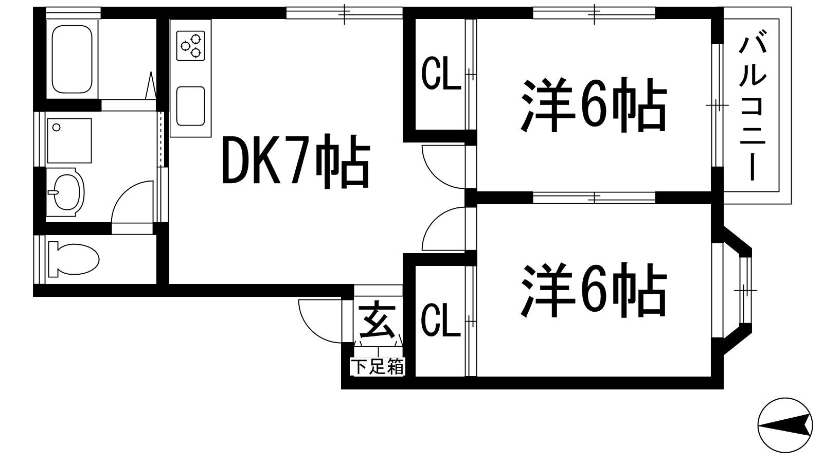 サンハイツ(2DK/2階)の間取り写真