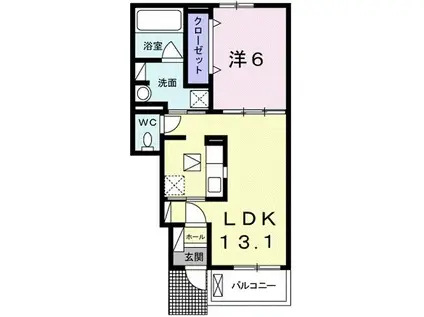 エテルノデーアI(1LDK/1階)の間取り写真