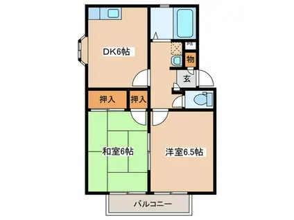 ファーストライフ板戸I(2DK/2階)の間取り写真