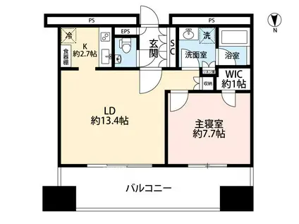 東京タイムズタワー(1LDK/18階)の間取り写真