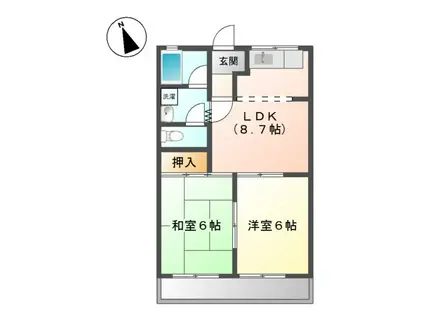 パークタウン I(2DK/3階)の間取り写真